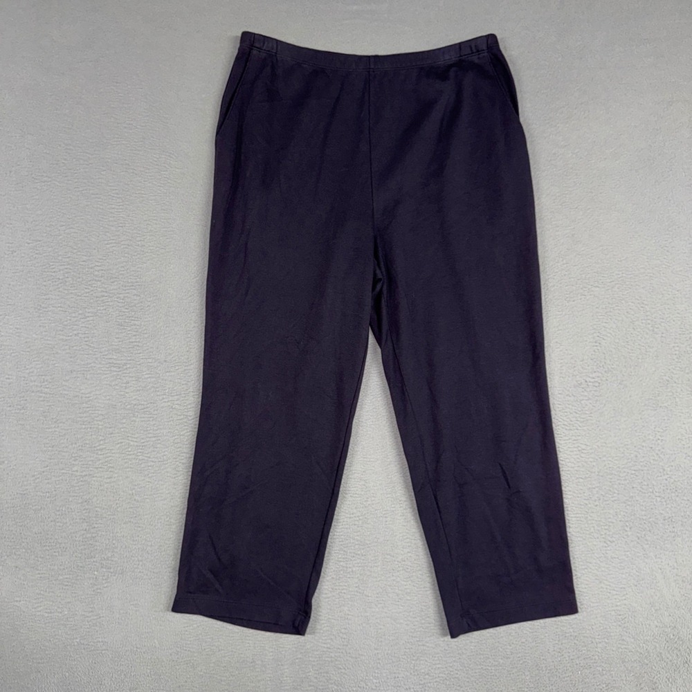 Lands' End Pants Womens Large 14-16 Navy Blue Casual Knit Cotton Elastic Waist